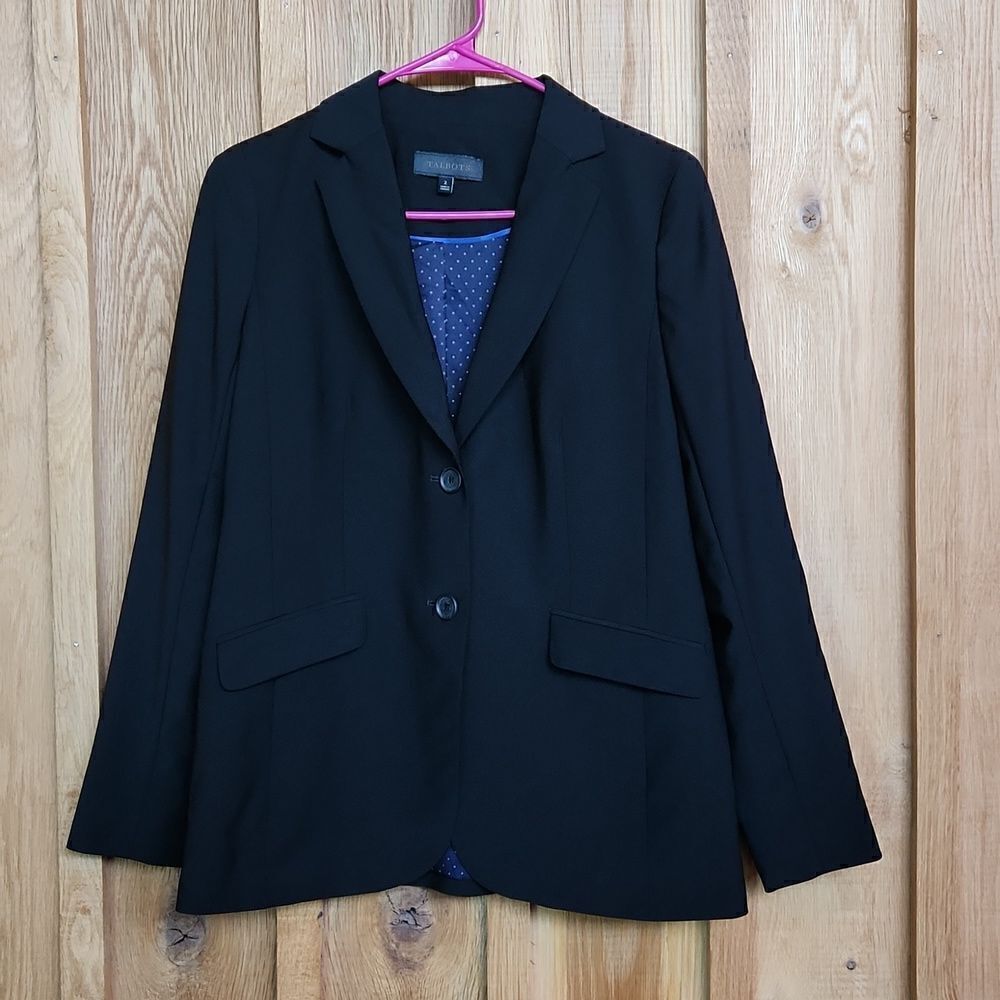 Talbots Single Breasted Wool Business Office Lined Blazer, Size 2, Black